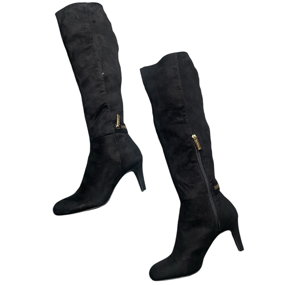 BCBG suede black mid calf boots.